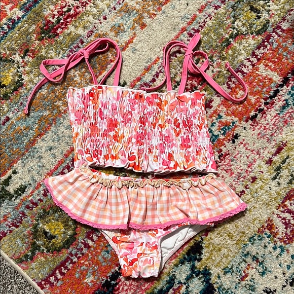 cheeky plum Other - Floral and Plaid Pink Swimsuit Set